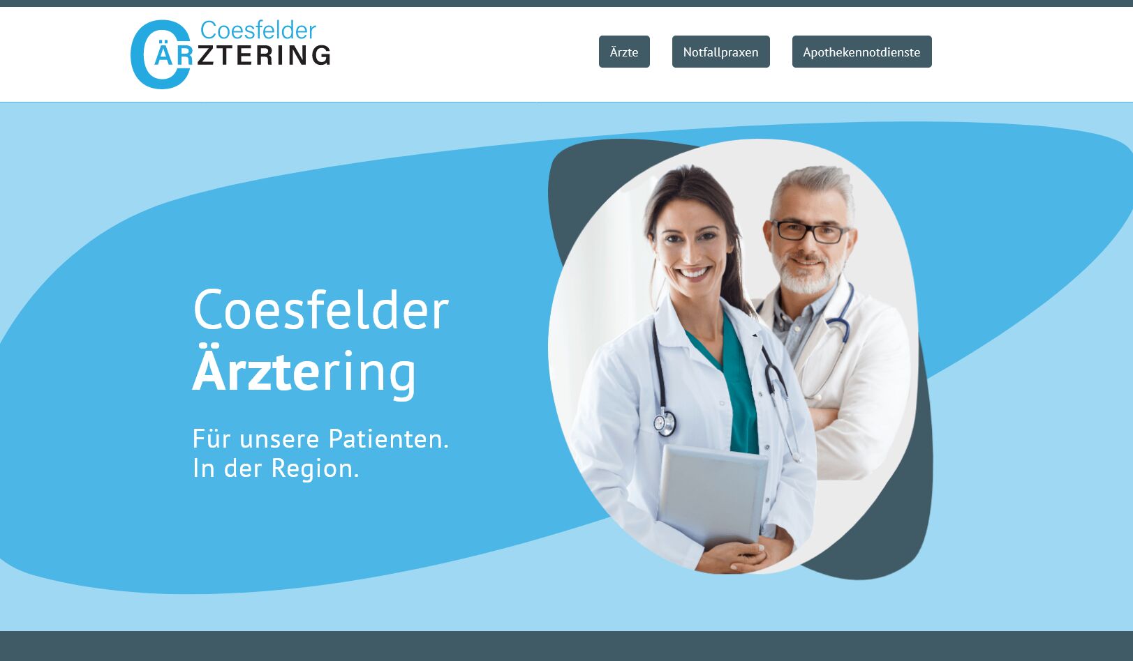 Website des Coesfelder Ärzterings mit Arztsuche