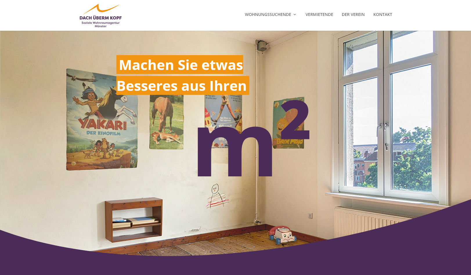 Startseite der Website Dach überm Kopf Münster
