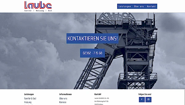 Website von Laube Gas Wasser Installation in Ahlen